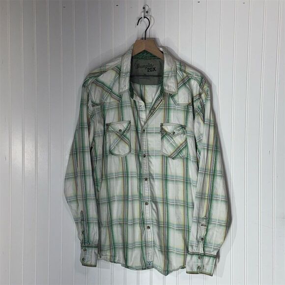 Wrangler 20X Men’s XXL Pearl Snap Plaid Western Shirt Cotton Rodeo Cowboy - Picture 1 of 7